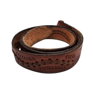Vintage Mens Sz 40 Handcrafted Brown Leather Belt Braided Western Cowboy